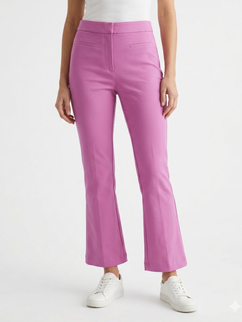 Zara Pink Trousers Women’s XL Flare Leg High Rise Cropped Pants Made in Turkey